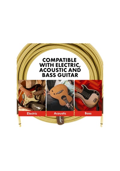 Fender Deluxe Serisi Gitar Enstrüman Kablosu, 3 M, Düz/düz, Tüvit