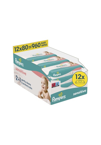Sensitive Bebek Islak Havlu 12 Paket 960 Yaprak 1000'li Set