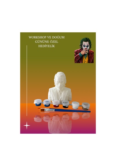 3d Joker Figür Boyama Seti - Kendin Boya Hobi Ve Etkinlik Seti - Akrilik Boya + 2 Fırça