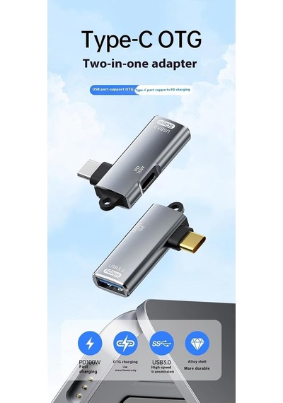 Ga29 Type-c Metal Adaptör Usb 3.0 5gbps Veri Aktarımı 100w Pd Şarj İ-phone Android Uyumlu Gümüş