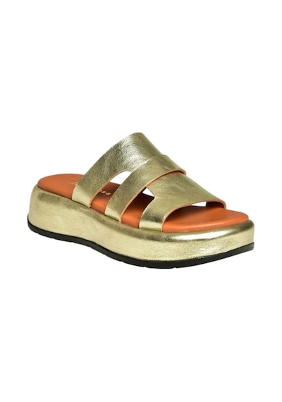Fox Shoes U296444003 Altın Hakiki Deri Kadın Terlik Altın-hakiki Deri