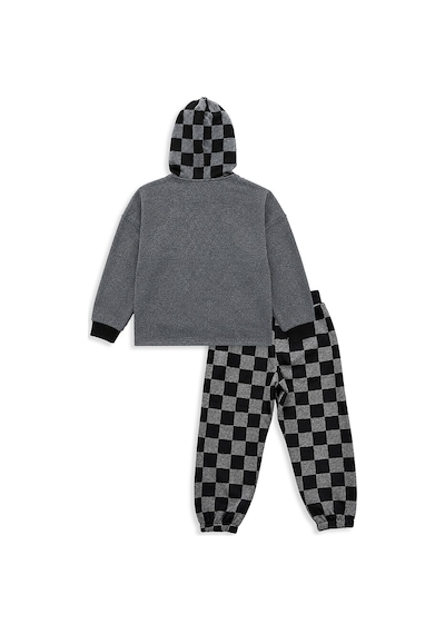 Erkek Çocuk Eşofman Takım Damalı Kalın Kapüşonlü Sweatshirt Eşofman Altı Erkek Çocuk Eşofman Takım Damalı Kalın Kapüşonlü Sweatshirt Eşofman Altı
