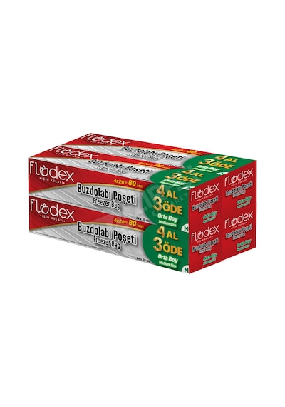 4 Adet Flodex Buzdolabı Poşeti 4 Al 3 Öde Orta Boy 24x38