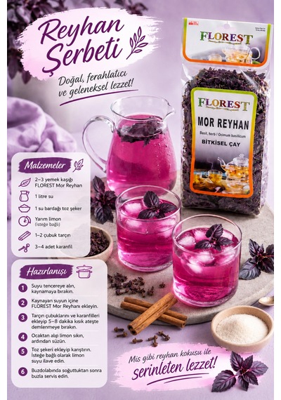 Florest Mor Reyhan Bitki Çayı 50 G Mor Reyhan - 913955054