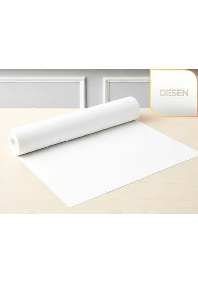 48 Cm X 5 Metre - Beyaz, Kumaş Desenli Suni Deri Çekmece İçi Kaydırmaz Halı , Raf Örtüsü