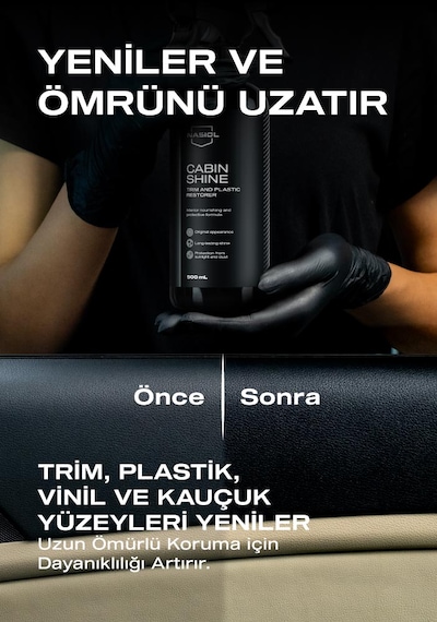 Nasiol Cabinshine Trim ve Plastik Korucuyu/Yenileyici 500 ML Plastik Yüzey Torpido Parlatıcı Bakımı