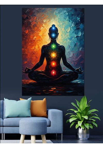 Ahşap Tablo Çakra Meditasyon Yoga Figürü İnsan Figürlü Tablolar