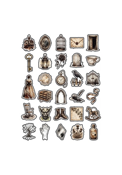 Cadılar Bayramı Gotik Vintage Sticker Seti 150 Adet - 5'li Mega Paket No03 - Laptop Defter Ajanda Çok Renkli