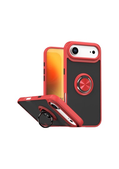 Apple iPhone Uyumlu  17 Air Uyumlu Montreal Yüzüklü Silikon Kapak - Kırmızı