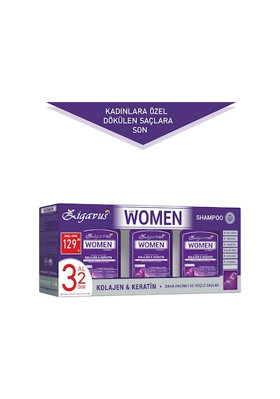 Zigavus Women Kolajen & Keratin Şampuan 3 x 300 ML