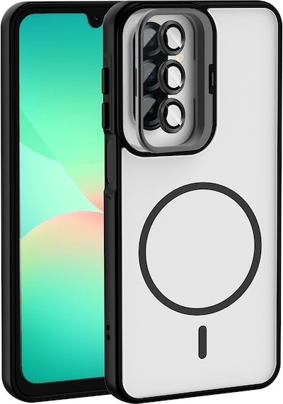 Galaxy Uyumlu A17 Kılıf Standlı Ve Kamera Lens li Mkst Etro Kapak - Siyah Siyah
