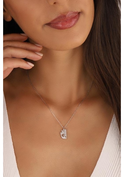 Rabia İşareti Gümüş Kolye Rose Gold