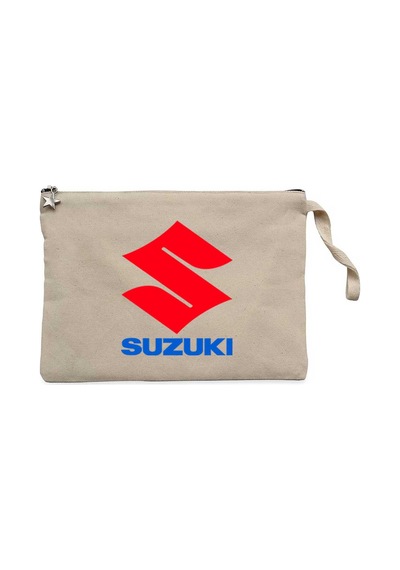 Suzuki Logo Text Krem Clutch Astarlı Cüzdan / El Çantası Krem