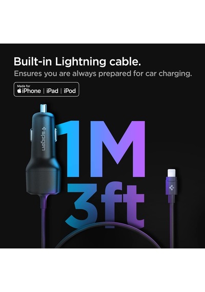 47w Usb-c 2 Port Araç İçi Hızlı Şarj Aleti + Lightning Şarj Kablosu Güç Adaptörü Çakmaklık İphone & İpad Type-c - Acp04205