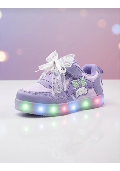 İncili-fiyonklu Lila-mor Işıklı Kız Çocuk Sneaker Spor Ayakkabı Mor - Lila