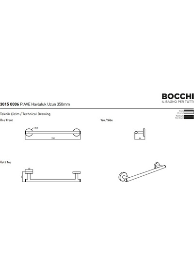 Bocchi Piave Havluluk Uzun 35 Cm Krom 3015-0006 Çok Renkli