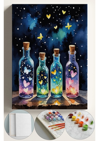 Sayılarla Boyama Seti Numaralı Tuval Fırça Boya 40x50 Cm - Dilek Şişesi