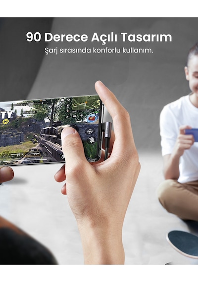 Ugreen Usb-c To Usb-a 3a Qc 90 Derece Hızlı Şarj Kablosu, 1 Metre, Uzay Girişi, 50941