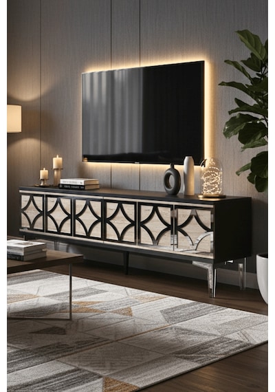 Tsa1237ats - Lemtv120 Tv Stand, Tv Sehpası Antrasit - Traverten - Sılver 120cm Tsa1237ats - Lemtv120 Tv Stand, Tv Sehpası Antrasit - Traverten - Sılver 120cm