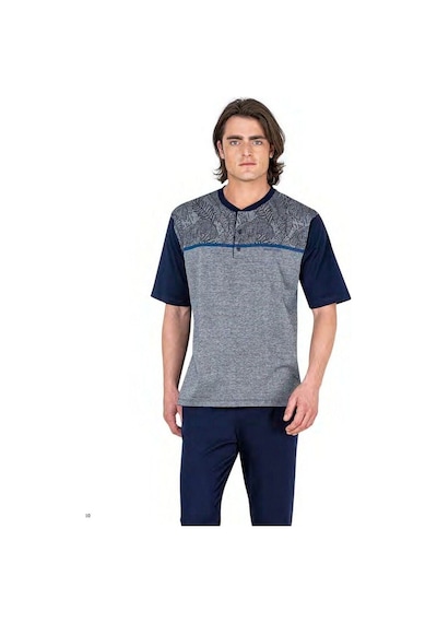 Pierre Cardin 6053 Erkek Lacivert Kısa Kollu 3 Lü Jakarlı Pijama Takımı Lacivert