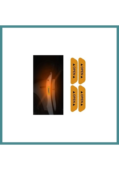 Trendexa Araba Kapı Açık Uyarı Reflektörü Etiket Sticker 4'lü 9.5x2.5cm Sarı Mac