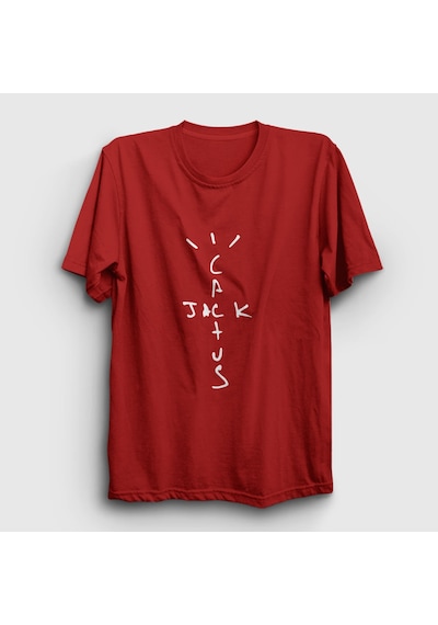 Presmono Unisex Cactus Jack Travis Scott T-shirt Kırmızı
