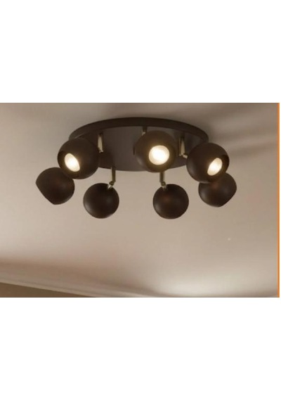Rsylight Metal 7 Li Tavan Plofyoner Led Spot 180 Derece Led Spor Avize Günışığı Ampullü Siyah