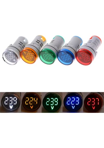 Xkoren 22 Mm 24-550v Led'li Yeşil Voltmetre 10 Adet
