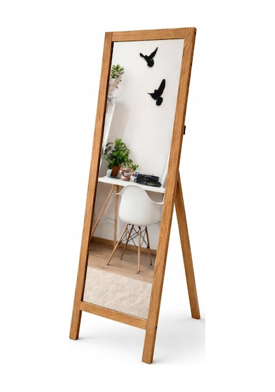 Natürel Ahşap Ayaklı Boy Aynası 145x40cm Ahşap