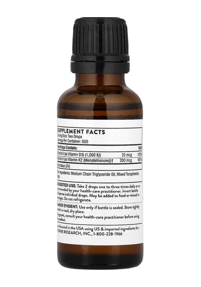 Thorne D Vitamini Ve K2 Damla 30 Ml Takviye Edici Gıda