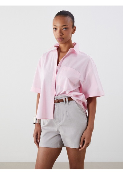 Lcw Vision Pembe Oversize Poplin Kadın Gömlek