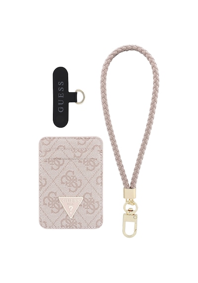 Guess Bilek Askı İpli Magnetik Kartlık 2in1 Aksesuar Set Pembe