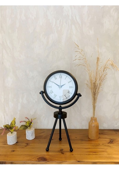 Siyah Metal Mini Tripod Retro Masa Saati 45 26 Cm Renkli