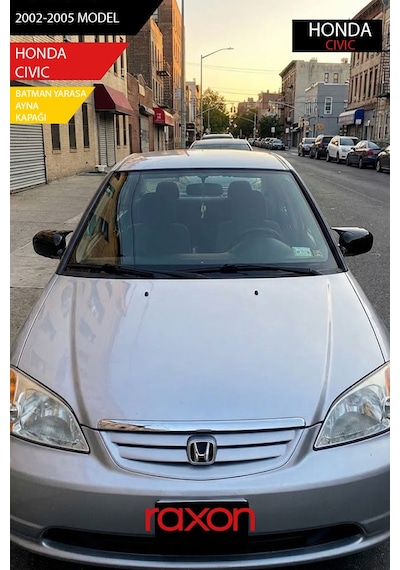 Honda Civic 2002-2005 Batman & Yarasa Ayna Kapağı Parlak Piano Black Sport