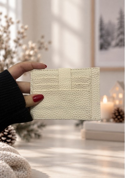 Elpida Bags Kadın Çıtçıtlı 7 Bölmeli Suni Deri Krem Rengi Kartlık Açık Bej