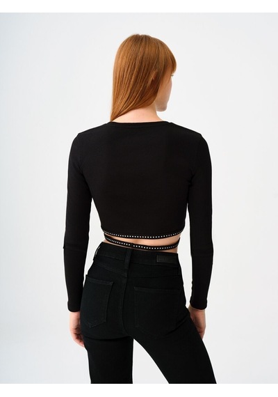 LOFT Crop Kadın Bluz U.kol Lf2037734 Q1.v1 Siyah
