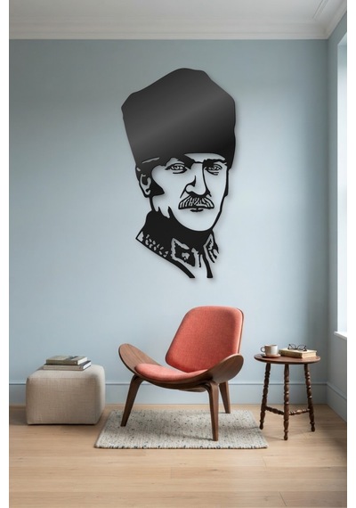Atatürk Metal Duvar Tablosu - Duvar Sanatı - Duvar Dekoru - Siyah