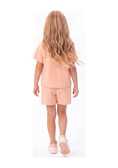 Mnk Baby & Kids Kız Çocuk 3 Parça Pamuklu Müslin Rahat Takım M00837 Somon