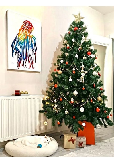 Yılbaşı Çam Ağacı 210 Cm 800 Gür Dallı Demir Ayaklı
