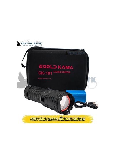 Goldkama Gk-101 12000 Lümen Profesyonel Uzun Menzilli Şarjlı Led Altın
