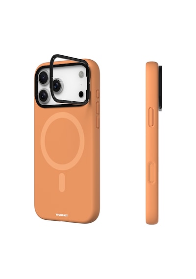 Apple Uyumlu iPhone 17 Pro Max  Kılıf M-safe Şarjlı Kamera Standlı Youngkit Gel Cream Serisi Kapak Turuncu Turuncu