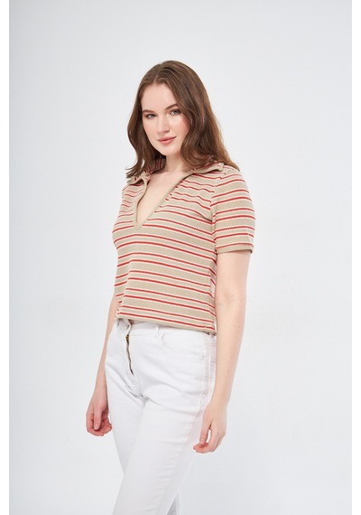 Kutaf Polo Yaka Çizgili T-shirt 001
