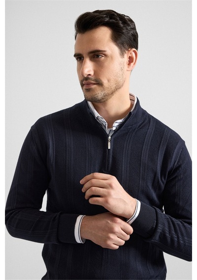 Süvari Lacivert Regular Yarım Balıkçı Yaka Kazak Tr2013700494-m09 Lacivert
