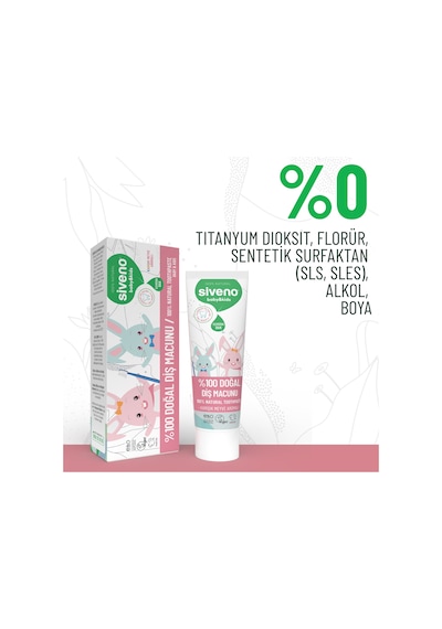 Siveno %100 Doğal Diş Macunu Bebek - Çocuk İçin Karışık Meyve Aromalı Florürsüz 50 ml