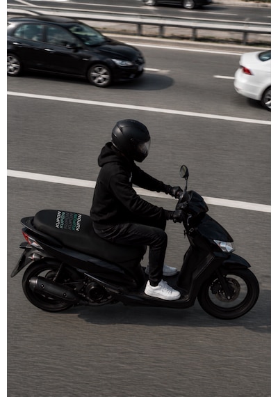 Siyah Kupon Desenli Motosiklet Sele Kılıfı