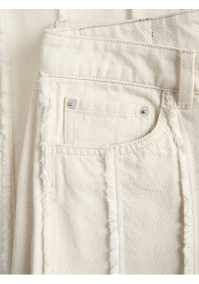 Jack & Jones Kadın Wide Fit Püskül Detayli Jean - Tokyo - 12279661 Raw Ekru