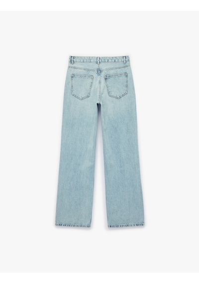 Koton Yüksek Bel Düz Paça Cepli Pamuklu Denim Pantolon - Straight Fit Jeans Açık İndigo 6sal40009md Açık İndigo Koton Yüksek Bel Düz Paça Cepli Pamuklu Denim Pantolon - Straight Fit Jeans Açık İndigo 6sal40009md Açık İndigo
