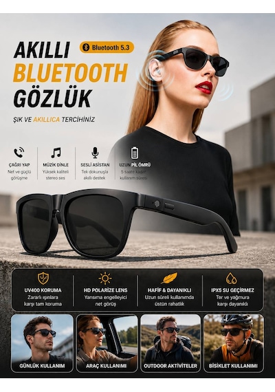 Qstar F06 Akıllı Sporcu Güneş Gözlüğü Bluetooth Hoparlörlü Ve Dayanıklı Tasarım