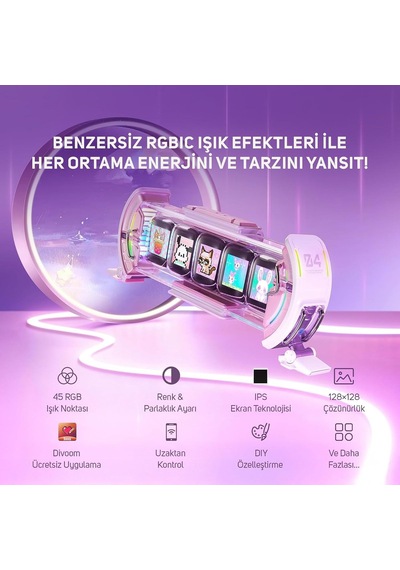 Ayrex Divoom Times Gate Pixel Art Bilgilendirici Ekran, Wıfı 5 Adet 128 128 Ips Ekran, Led Dijital Saat Işıkları Oy