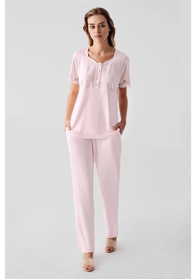 Freshness 322 Kadın Sabahlıklı Pijama Takımı - Pembe - L Pembe
